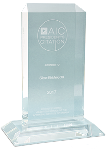 AIC President's Citation awarded to Glen Fletcher in 2017 AIC Citation